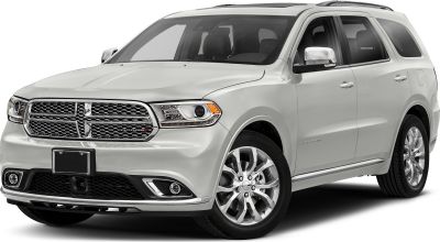 Front and side view of SUV showing grille and chrome wheels