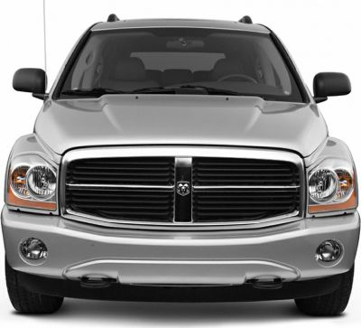 Bold front grille with dual headlights and amber turn signals