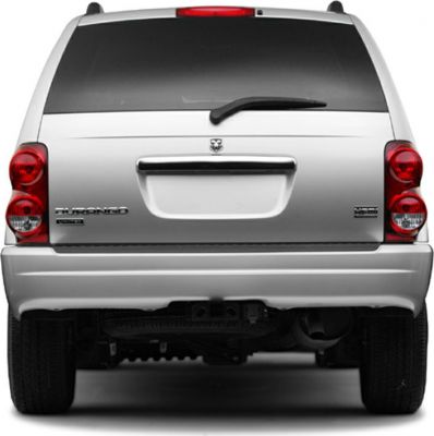 Rear view of SUV showing taillights and rear windshield wiper.
