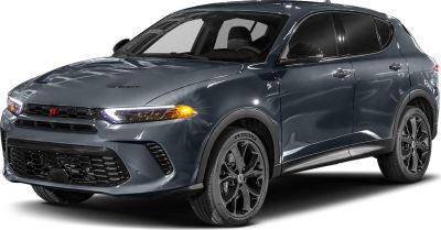 Front angle view with LED headlights and black alloy wheels