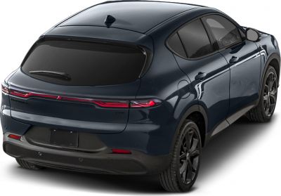 Rear view showing continuous LED light bar and black alloy wheels