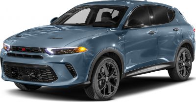 Modern SUV front view with LED headlights and black alloy wheels