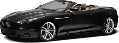 Convertible with black body and beige leather interior, front side angle.