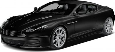 Black sports coupe with aerodynamic front and silver multi-spoke wheels.