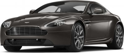 Front view of a sports coupe with prominent grille and alloy wheels