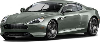 Front side view of a gray luxury coupe with distinctive grille and aerodynamic features