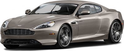 Front side view of a luxury grand tourer coupe with aerodynamic styling and large alloy wheels