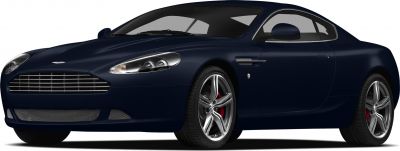 Front side view of sleek sports coupe with alloy wheels and distinctive grille