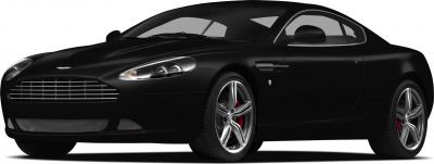 Front side view of sleek luxury coupe with distinctive grille and alloy wheels