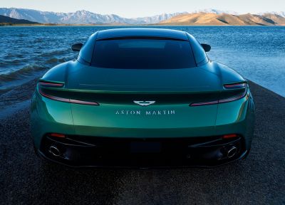 Sleek rear view with integrated tail lights and sporty dual exhaust