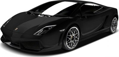 Black sports car front angle with sharp headlights and alloy wheels