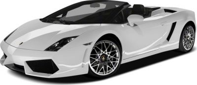 White convertible sports car front angled view with sharp headlights and alloy wheels