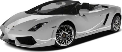 White convertible sports car with distinctive alloy wheels and aerodynamic body.