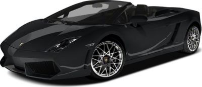 Black convertible sports car with aerodynamic design and multi-spoke wheels