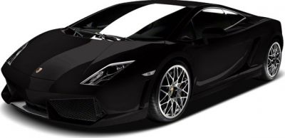 Sleek black sports car with sharp front and alloy wheels