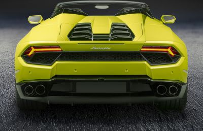 Rear view with dual exhausts and sharp taillights