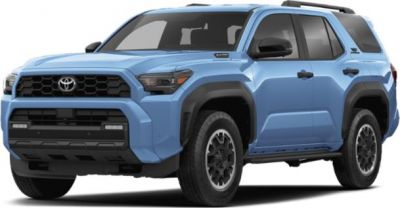 Blue mid-size off-road SUV with prominent grille and rugged body design