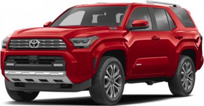 SUV with bold front grille, LED headlights, and red paint