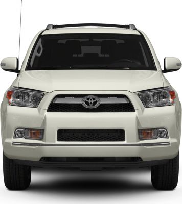 Front view showing grille, headlights, and roof rails of a white SUV