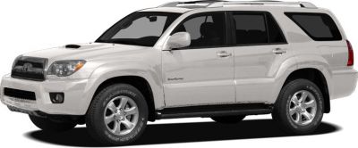 Side view of SUV with roof rails and hood scoop