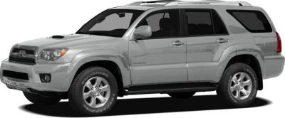 Silver mid-size SUV with roof rack and front air intake hood.