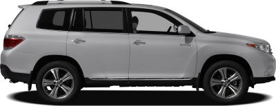 SUV side profile with alloy wheels, door handles, side mirror