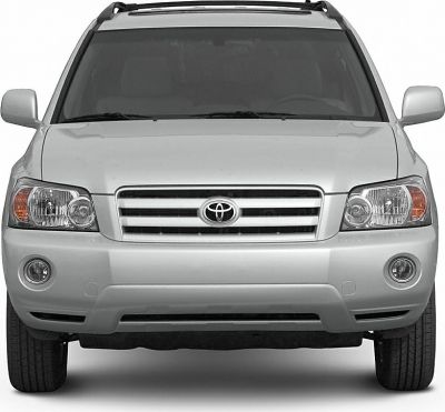 SUV front view with grille, headlights, and fog lights.