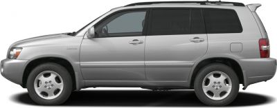 Silver mid-size SUV side view with roof rails and rear spoiler
