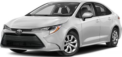 Front view of a sedan with LED headlights and a wide black grille