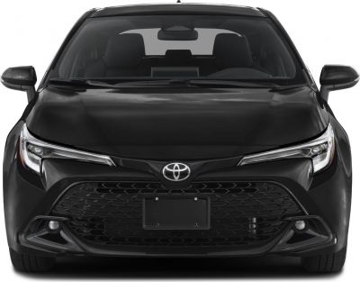 Black modern hatchback front with LED headlights and large grille