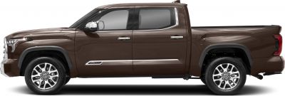 Side profile of pickup truck with standard bed and alloy wheels.