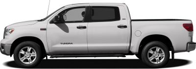 Side profile of double cab pickup with extended bed and alloy wheels