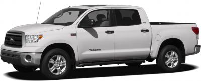 White pickup with CrewMax double cab and alloy wheels