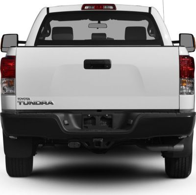 Rear view of a pickup truck with visible tailgate and taillights.
