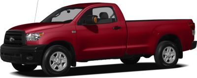 Red pickup truck with extended bed and black grille