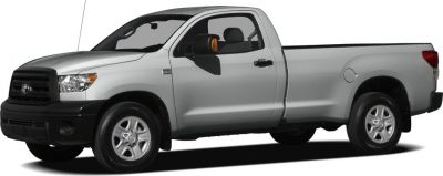Side profile of a Regular Cab pickup truck with black grille and silver body