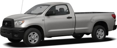 Silver pickup truck with regular (single) cab and standard bed.