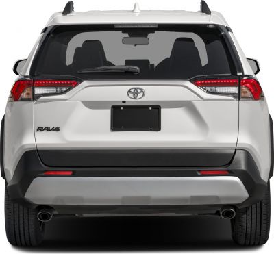 Rear view showing taillights, rear window, dual exhausts