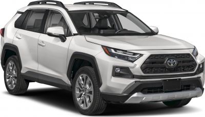 Bold front grille and sleek LED headlights on a white SUV