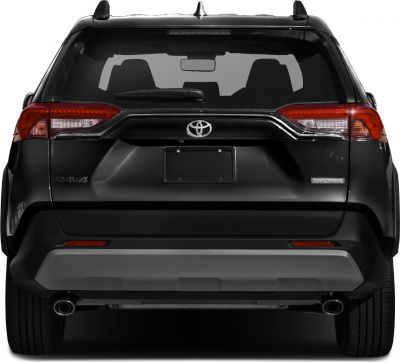 Rear view of an SUV with distinctive taillights and dual exhaust