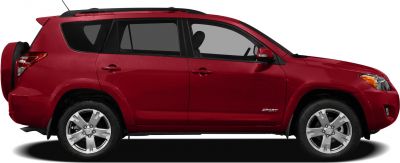 Side profile of SUV with external rear spare wheel and alloy wheels