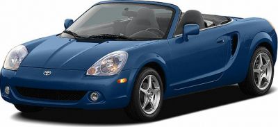 Blue 2000 convertible with sporty front and side profile