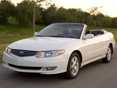 White convertible car with front grille and headlight details