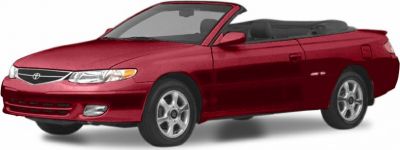 Red convertible with alloy wheels and sleek two-door design