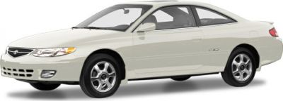 White mid-size 2-door coupe with alloy wheels and streamlined body.