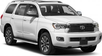 White full-size SUV with LED headlights and chrome detailing