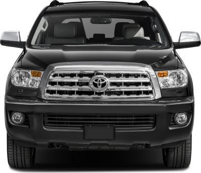Front view with chrome grille and headlights of a large SUV