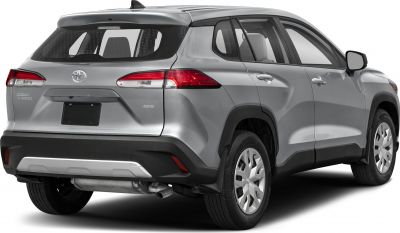 Rear view of silver AWD compact SUV with modern taillights.