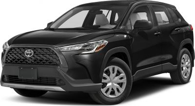 Front side view with bold grille and LED headlights