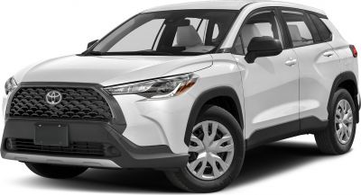 Front side view with hexagonal grille and LED headlights